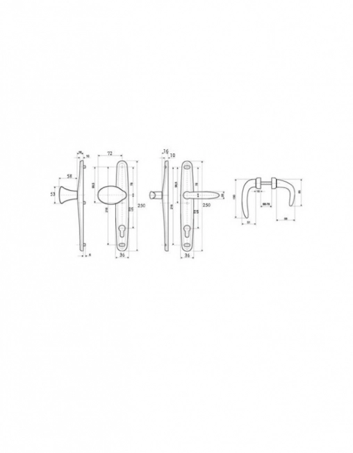 Комплект замка Евро30 с ручкой ухватом цвет-красный цилиндр-80 ключ-ключ