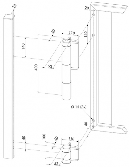 Доводчик-петля на калитку Locinox MAMMOTH 180 RAL 9005 LOCINOX