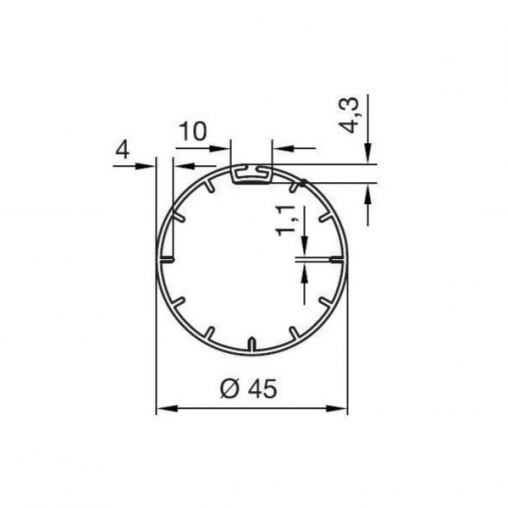 Адаптер NICE для вала 45x4 для внутривальной автоматики