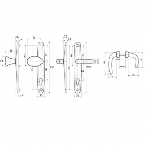 Ручка-ухват для калитки и ворот Евро-30 цвет-белый