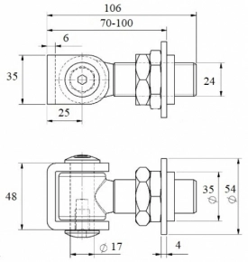 Петля регулируемая М24 с шайбой под приварку Арт 375.24