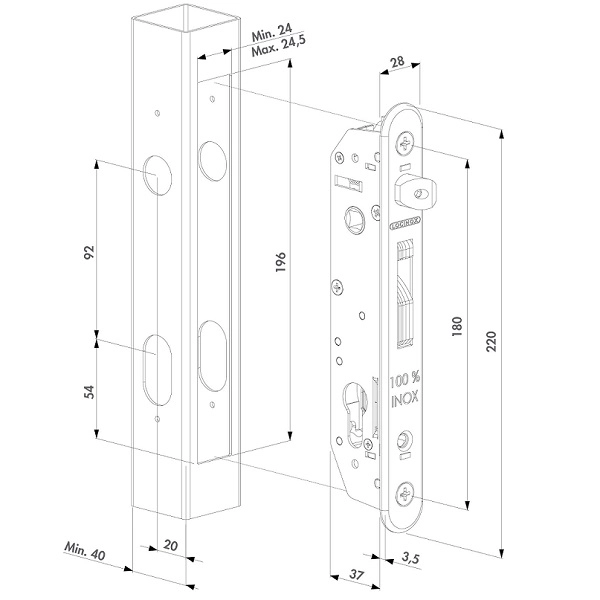 FORTYLOCK Dimensions