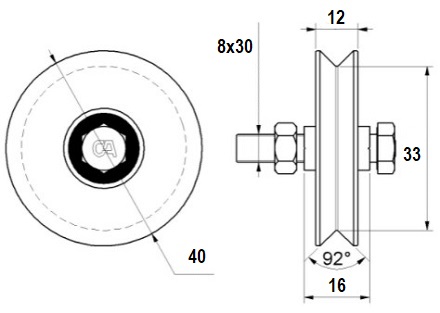 V образное опорное колесо 402.40