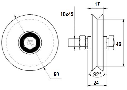 V образное опорное колесо 402.60