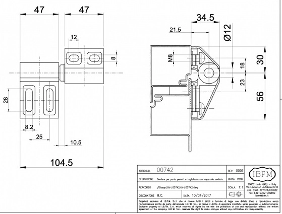 Петля под прикручивание с регулировкой. АРТ.742