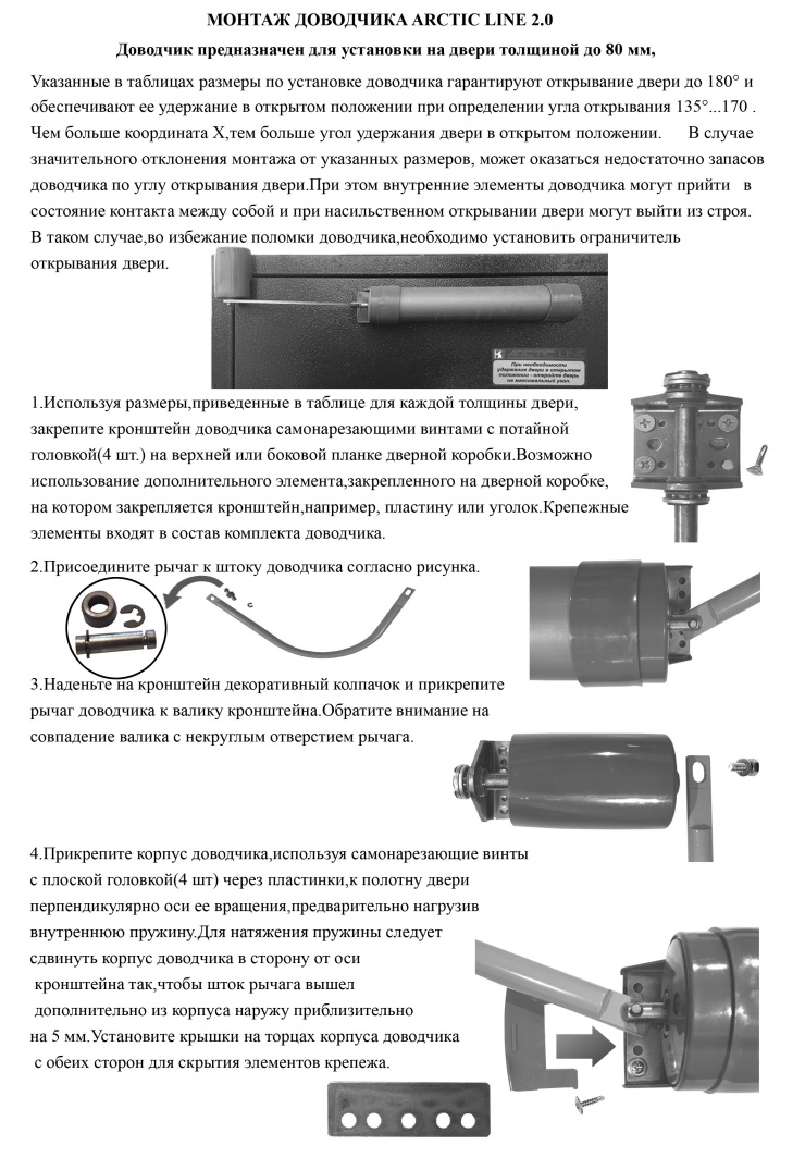 Инструкция по монтажу доводчика 1