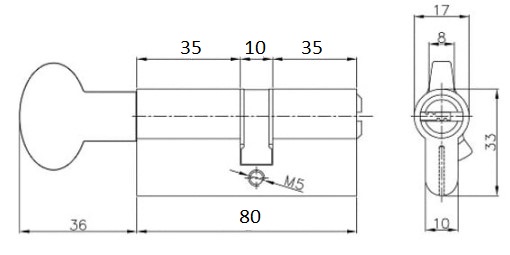 Размер цилиндра Kale 80мм